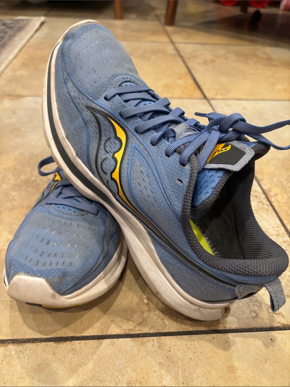 Saucony Women’s Light Blue Running Shoes with Yellow Accent size 9